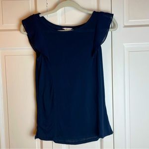 Springfield Top in Black with Pleated Short Sleeves | Size XS